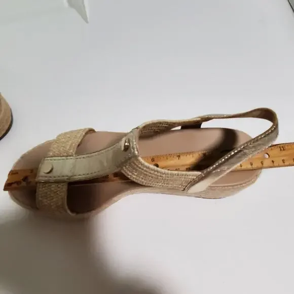 Vionic Calera Platform Sandals Womens 9 Gold Leather Espadrille Ankle Strap 2.5" - Picture 14 of 16